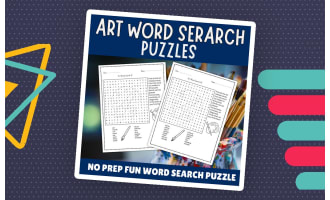 No Prep Art Word Search Puzzles For Pre-K to 3rd Grade