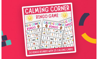 No Prep calming corner bingo game, calm down coping strategies SEL