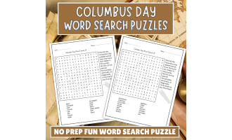 No Prep Columbus Day Word Search Puzzle, Columbus day activity