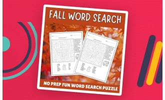 No Prep Fall Word Search, Autumn Vocabulary Worksheets