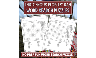 No Prep Indigenous Peoples Day Word Search Puzzle Activity Worksheet