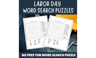 No Prep Labor Day Word Search Puzzle Worksheet, Labor Day activities