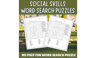 No Prep Social Skills, Life skills Word Search puzzle worksheet