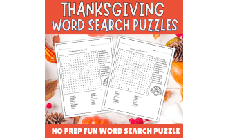 No Prep Thanksgiving Word Search Puzzle Worksheet