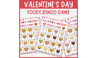 No Prep Valentine's Day Heart Shapes Foods Vocabulary Bingo Game