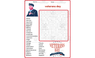 No prep veterans day word search puzzle worksheet activity