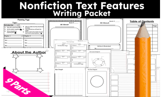 Nonfiction Text Features Writing Packet 87 pgs (9 parts)