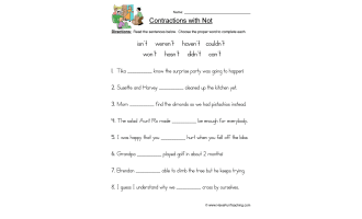 Not Contractions Worksheet