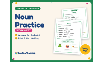 Noun Practice Worksheet – 1st Grade Nouns + Answer Key