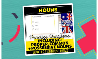 UK/Aus Spelling Nouns Grammar MCQs: 10 Lessons Year 2-3 (Forms)
