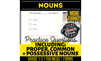 Nouns Practice Questions - Grades 1-2 Grammar (Forms)