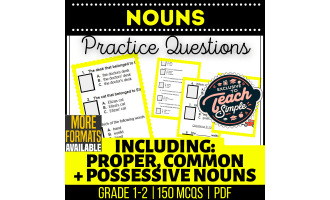 Nouns Practice Questions - Grades 1-2 Grammar (PDF)