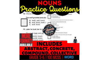 Nouns Practice Questions - Grammar Grade 5-6 (Word)