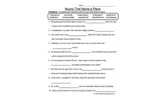 Nouns That Name a Place Worksheet