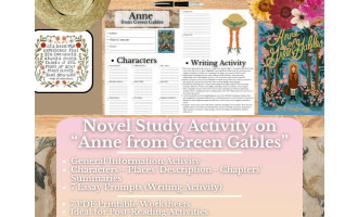 Novel Study Worksheets - Anne from Green Gables - Lucy Maud Montgomery