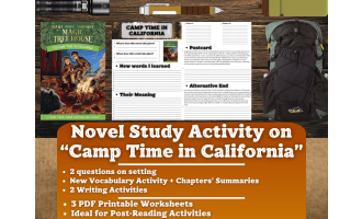 Novel Study Worksheets - Camp Time in California - Magic Tree House