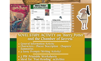 Novel Study Worksheets on "Harry Potter and the Chamber of Secrets"
