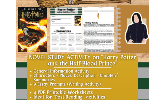Novel Study Worksheets on "Harry Potter and the Half-Blood Prince"
