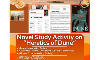Novel Study Worksheets on "Heretics of Dune" by Frank Herbert