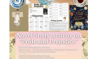 Novel Study Worksheets on "Pride and Prejudice" by Jane Austen