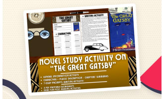 Novel Study Worksheets on "The Great Gatsby" by F. Scott Fitzgerald