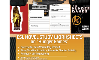 Novel Study Worksheets on "The Hunger Games" by Suzanne Collins