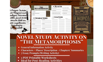 Novel Study Worksheets on "The Metamorphosis" by Frank Kafka