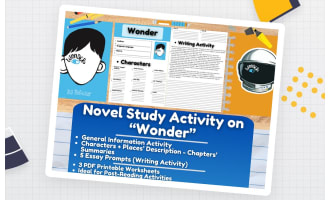 Novel Study Worksheets on "Wonder" by R.J Palacio