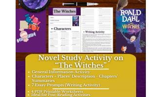 Novel Study Worksheets - The Witches - Roald Dahl