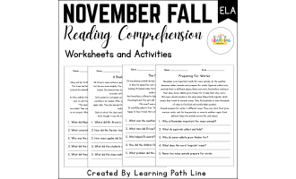 November Reading Comprehension Worksheets | 10 Fall Passages