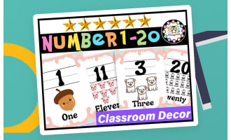 Number 1-20 Boho Rainbow Posters |Number Rainbow Classroom Decor