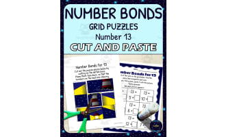 Number Bonds for 13 Practice - Cut and Paste Grid Puzzle