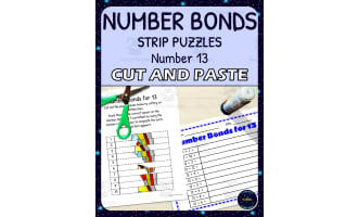 Number Bonds for 13 Practice - Cut and Paste Strip Puzzle