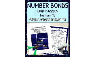 Number Bonds for 15 Practice - Cut and Paste Grid Puzzle