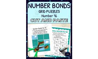 Number Bonds for 16 Practice - Cut and Paste Grid Puzzle