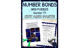 Number Bonds for 17 Practice - Cut and Paste Grid Puzzle