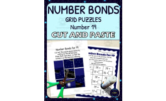 Number Bonds for 19 Practice - Cut and Paste Grid Puzzle