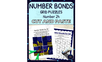 Number Bonds for 24 Practice - Cut and Paste Grid Puzzle