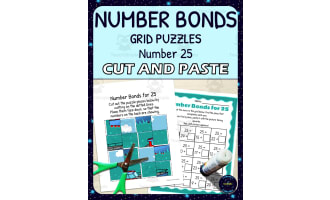Number Bonds for 25 Practice - Cut and Paste Grid Puzzle