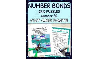 Number Bonds for 30 Practice - Cut and Paste Grid Puzzle