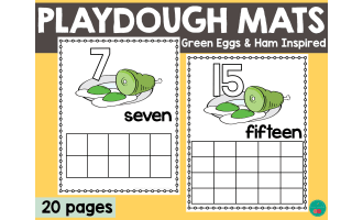 Number Playdough Mats 1-20 - Green Eggs & Ham Dr Seuss Inspired Activity