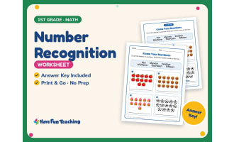 Number Recognition Worksheet – 1st Grade Counting Practice