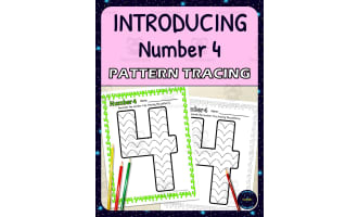 Number Recognition Worksheets | Pattern Tracing Activity | Number 4