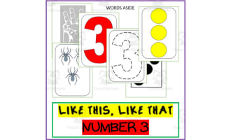 NUMBER SENSE POSTERS ACTIVITY CARDS: number '3' trace dot paint count