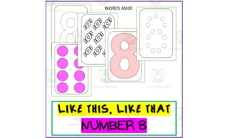 NUMBER SENSE POSTERS ACTIVITY MATS: number '8' trace dot paint count