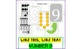 NUMBER SENSE POSTERS ACTIVITY MATS: number '9' trace dot paint count