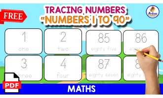 NUMBERS 1 TO 90 | TRACING FLASHCARDS