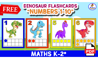 NUMBERS FLASHCARDS 1 TO 10 - Dinosaur Theme