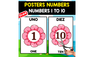 NUMBERS POSTERS | ENGLISH SPANISH 1 TO 10