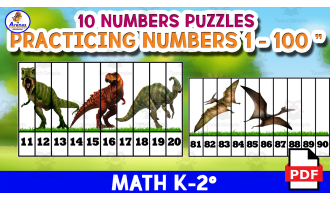 NUMBERS PUZZLE 1 TO 100 - Real Dinosaurs Theme